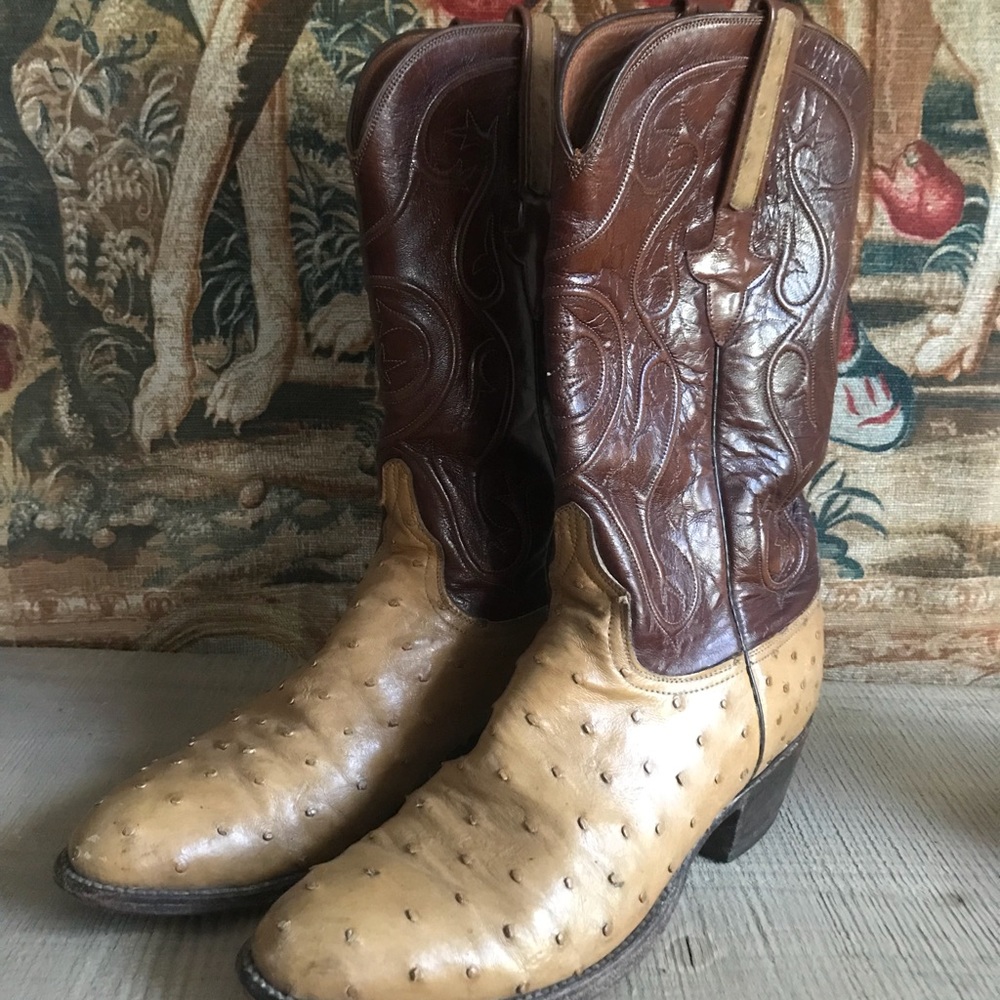 Men’s Used Lucchese Ostrich Skin Boots